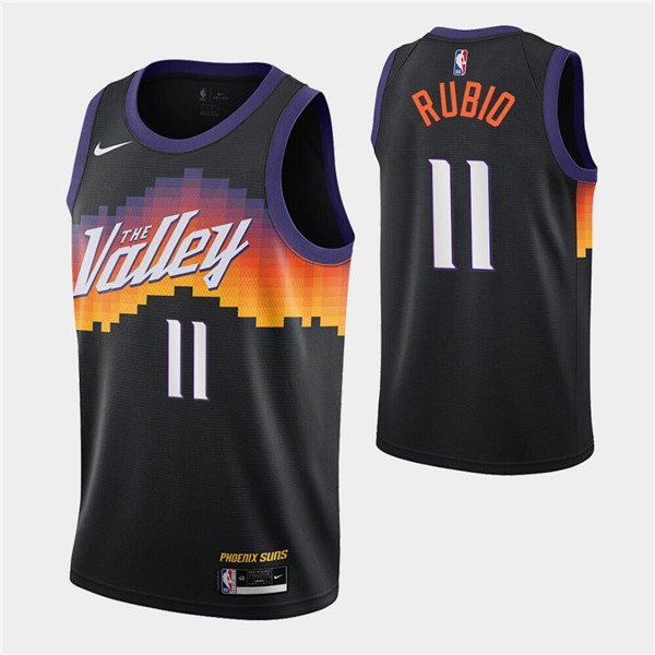 Men's Phoenix Suns #11 Ricky Rubio Black NBA 2020-21 City Edition New Uniform Stitched Jersey